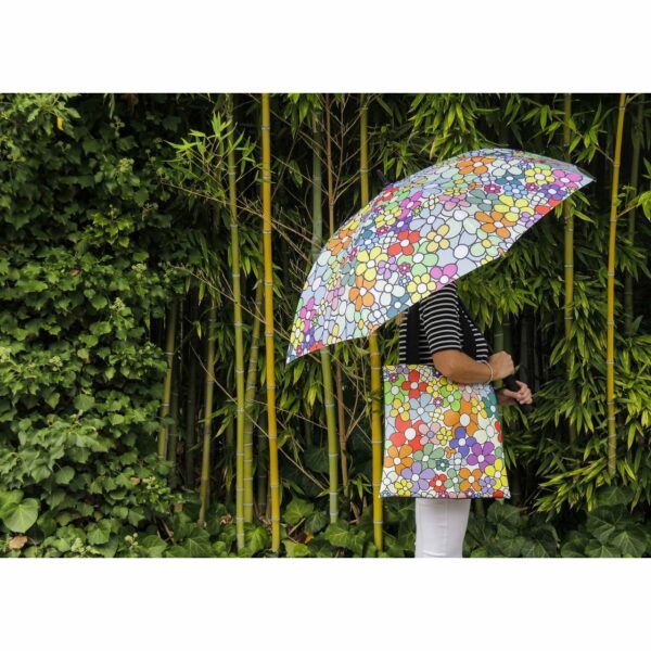 Borsa da viaggio e ombrello con grafica floreale di Carlo Muttoni