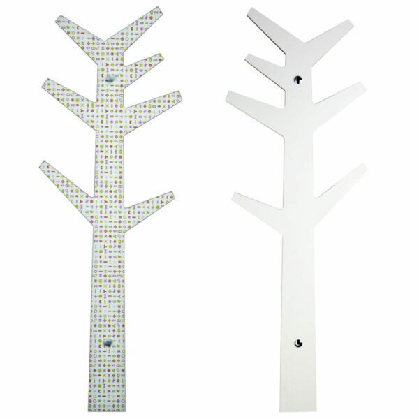 appendiabiti minimal da muro a forma di albero con artwork originale di Karim Rashid
