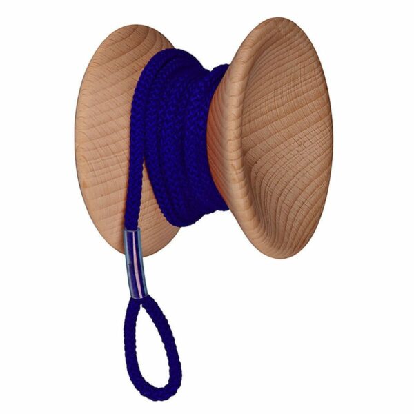 pomello appendiabiti da muro in legno e cordoncino a forma di yo-yo