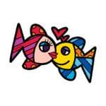 elemento decorativo da parete rappresentante due pesci artwork Romero Britto