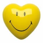 cuore di ceramica giallo con Smiley certificato