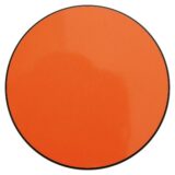 Appendiabiti a forma circolare della collezione Art-Up con pomello in acciaio inox e appendiabiti HPL di colore arancione fluorescente