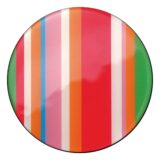 Appendiabiti a forma circolare della collezione Art-Up con pomello in acciaio inox e appendiabiti HPL rivestito in resina con grafica colorata a righe verticali