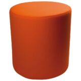Pouf cilindrico in ecopelle bianca con fodera in tessuto arancione altezza 50 cm