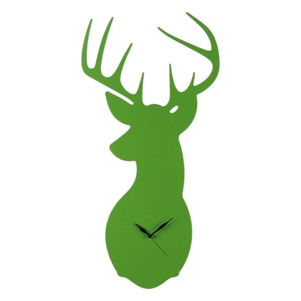 Orologio da parete verde a forma di testa di cervo