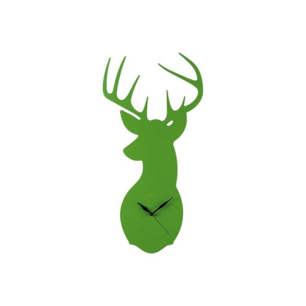 Orologio da parete verde a forma di testa di cervo