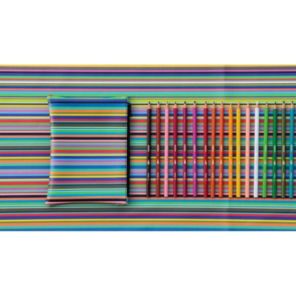 Pochette o astuccio da viaggio con fantasia a righe verticali colorata Total Stripes