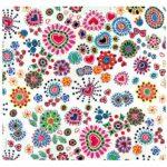 Tovaglietta in PET rossa con cuori e fiori colorati