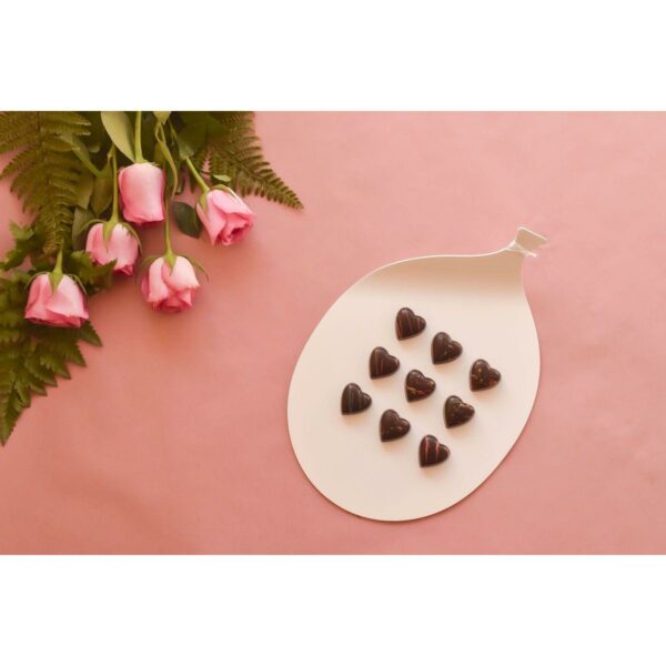 Mini vassoio in alluminio a forma di palloncino con cordoncino colore bianco