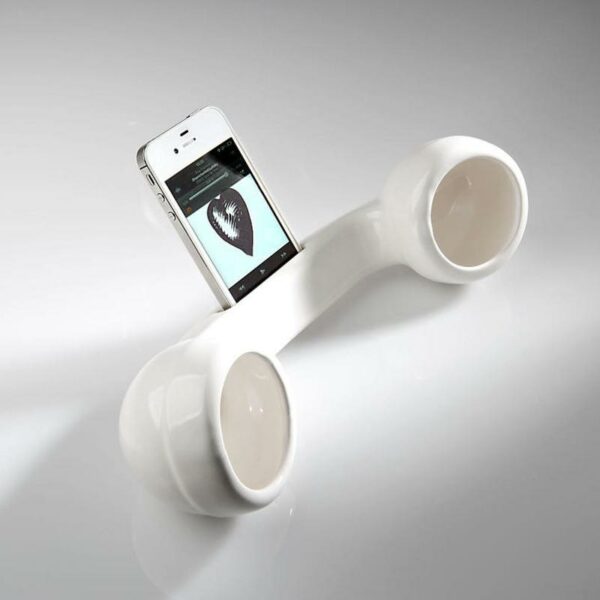 Speaker naturale in ceramica per iPhone colore bianco