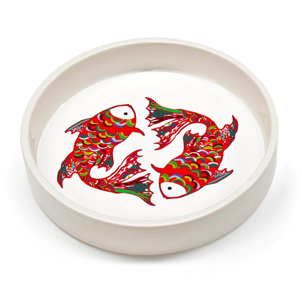 Contenitore multiuso in ceramica bianca con fondo removibile in PET con grafica di Talva Design