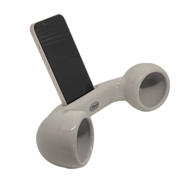 speaker per smartphone a forma di cornetta del telefono di colore grigio