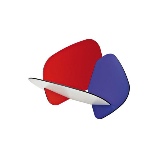 Contenitore multiuso formato da tre tasselli incassati tra loro con grafica stile Bauhaus