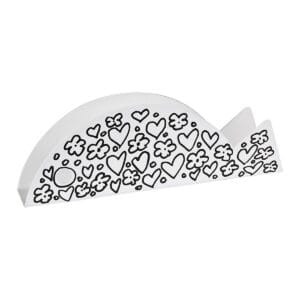 portabuste o portatovaglioli a forma di pesce con un decoro bianco e nero