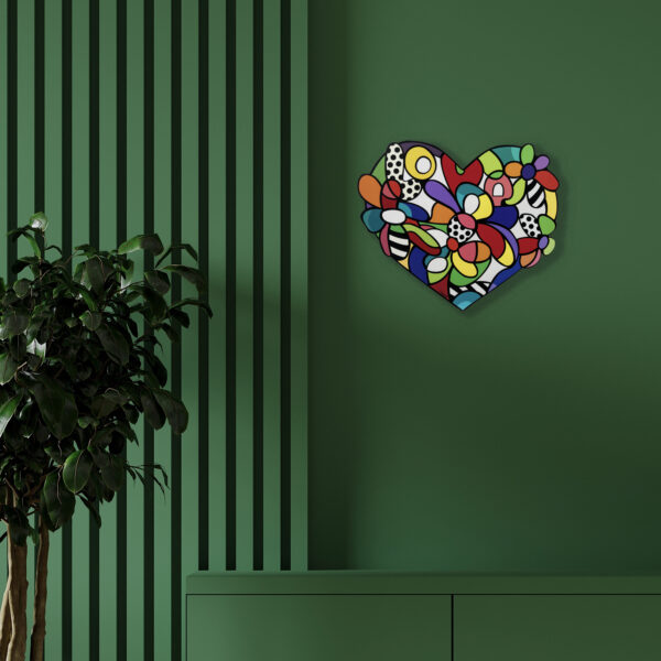 decorazione murale a forma di cuore decorato artisticamente
