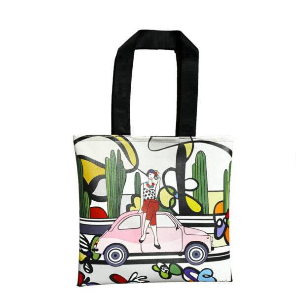 Borsa Tote 40x40cm in ecopelle stampato con lo stile artistico Pop
