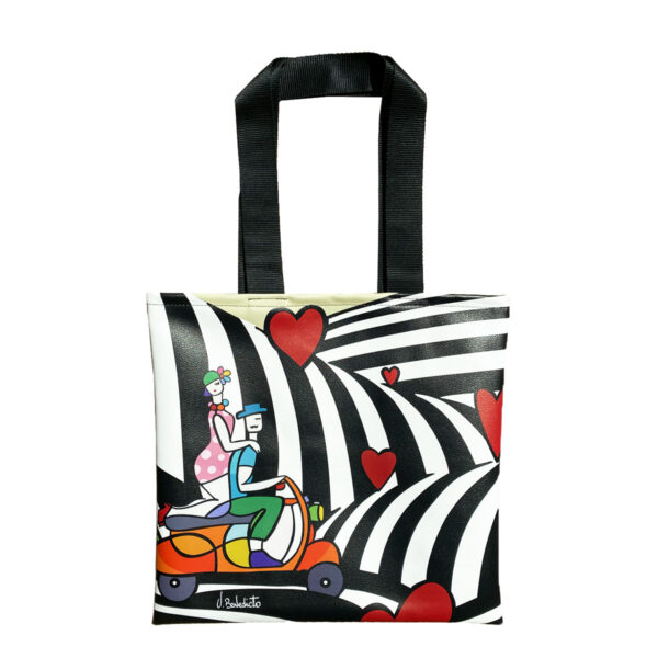 Borsa tote 40x40cm in ecopelle stampato con lo stile artistico Pop