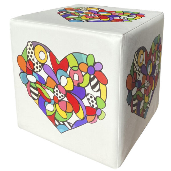 Cubolibre 40x40x40 in ecopelle stampato con uno stile artistico Pop