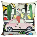 Cuscino 40x40cm in ecopelle stampato con un stile artistica Pop
