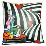 Cuscino 40x40cm in ecopelle stampato con un stile artistica Pop