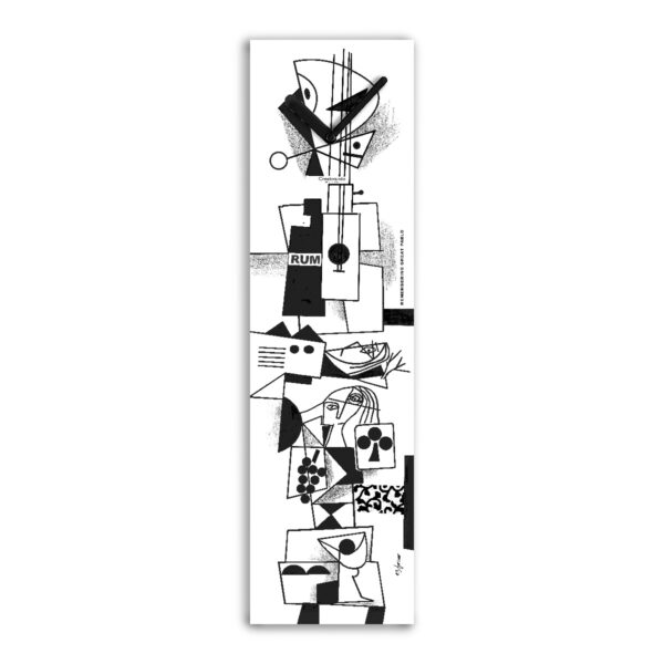 orologio di design da parete di tipo verticale, formato 20x74 cm con grafica ispirata per omaggiare il grande artista Pablo Picasso